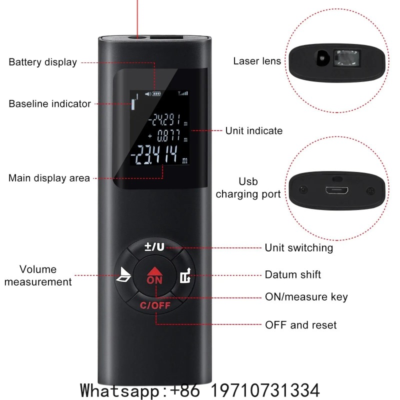 Laser Distance Measure - Mini inteligentny laserowy miernik odległości 40M/60M,